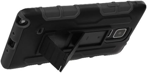 MyBat SAMSUNG Galaxy Note 4 Rubberized ShockProof Tuff Hybrid Armor Stand Protector -Retail Packaging- Design Premium Heavy Duty Defender Phone Cover Case &amp; free Disinfecting Alcohol Pad V|3 (Black Black)