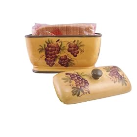 TOAST JAR, BREAD BOX CANISTER GRAPE WINE DECOR by ACK