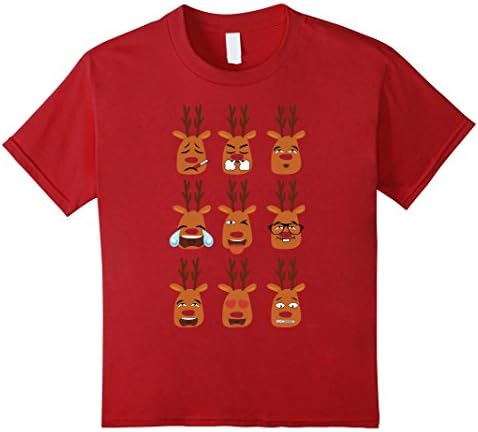 Kids Reindeer Asian Emoji Christmas Funny Cute Faces Gift T-Shirt 12 Cranberry