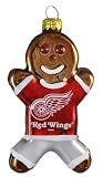 NHL Detroit Red Wings Blown Glass Gingerbread Man Ornament