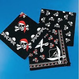 12 Assorted Pirate Themed Bandanas for Birthday Party Favors / Costume / Dress-up