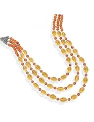 MMA Silver - 18 inch Multistrand Carnelian and Citrine Necklace
