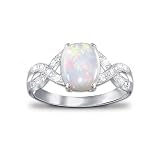 Shimmering Elegance: Australian Opal And Diamond Women's Ring by The Bradford Exchange