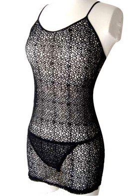2PC Lace See Through Mini Dress With G-String
