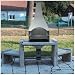Grillstation THÜROS Stein Travertin mit 2 Seitenbänken 40x60cm