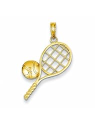 14K Gold Diamond-Cut Tennis Racket Charm