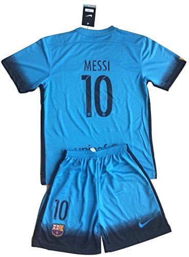 Barcelona 2015-2016 Messi #10 Champions League Youths 3rd Soccer Jersey & Shorts Set 9-10 years old