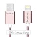 Lumsing Nylon Braided Lightning to USB Cable Apple MFi Certified Sync Charging Lightning Cable (3.3 Feet/1M) for for iPhone, iPod and iPad(Rose)