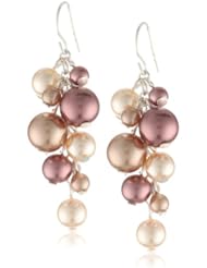 Colored Simulated Pearl Cluster Drop Earrings