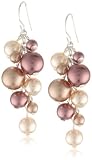 Colored Simulated Pearl Cluster Drop Earrings