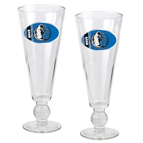Dallas Mavericks NBA 2pc Pilsner Glass Set with Basketball on stem - Oval Logo by