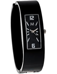 M Women`s EA0082 - Fashion Watch - Small Black Bangle & Rectangle Dial