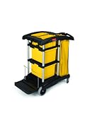 Rubbermaid Housekeeping Cart with Yellow Bins and Zippered Yellow Vinyl Bag, Black, 289 lbs Load Capacity, 44" Height, 48-1/4" Length x 22" Width