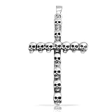 Bling Jewelry Sterling Silver Multi Skull Cross Pendant