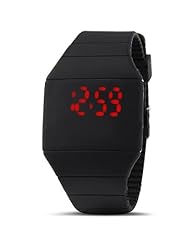 Touch Screen Unisex LED Digital Watch Wristwatch Timepiece with Gum Strap - Black
