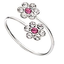 Treasure Box - Silver and Diamante Flower Toe Ring