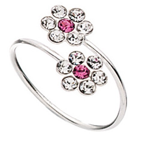 Treasure Box - Silver and Diamante Flower Toe Ring
