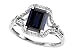 1.54 cttw 10k White Gold Genuine Emerald Cut Black Sapphire and Diamond Ring - White Gold