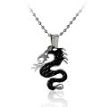 Mens Stainless Steel 20-Inch Heavy Dragon Pendant Beaded Chain Necklace Jewellery
