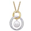 14K Two-Tone Gold Akoya Cultured Pearl and Diamond Pendant