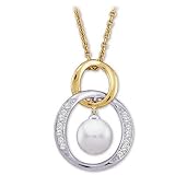 14K Two-Tone Gold Akoya Cultured Pearl and Diamond Pendant
