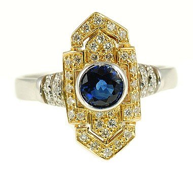 Sapphire and Diamond Bezel Set Ring