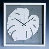 F-Style Clock�@�i�����Ȑl�H�ϗt�A���E���v�jMonstera deliciosa �����X�e���i�����Z���j WH�@345x345x45mm