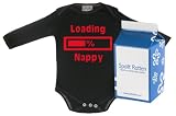 Spoilt Rotten - Loading Nappy Long Sleeve Babygrow / Bodysuit 100% Organic Sizes 0M Upto 18M WHITE/BLACK + in funky Milk Carton