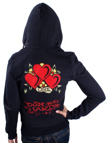 ED HARDY Christian Audigier Tattoo Zip Womens Hoodie Black Size L