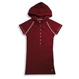 Jade - Girls Ribbed Short Sleeve Henley Hoodie, Cranberry