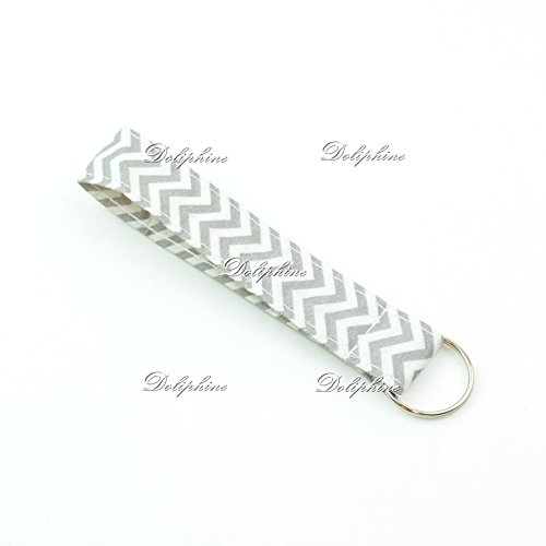Wave Fabric Wristlet Chevron Lanyard Key Chain for Key fob, Key, ID Badge Holder , USB, Purse (Grey)