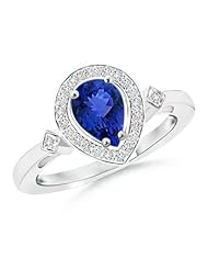 Round Diamond and Pear Tanzanite Engagement Ring- 0.65 ct TGW