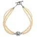 EXP Handmade White Pearl Bracelet With Antiqued Silver Beads & Arabesque Design