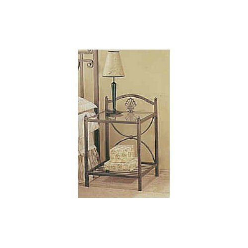 Kitchen: Bronze finish metal and glass nightstand