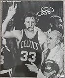 Larry Bird and Red Auerbach Cigar Celebration 16x20 Autographed Photograph with Trophy