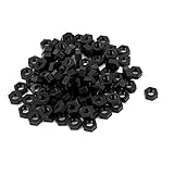 uxcell 六角ナット　ファスナー　ナイロン製　ブラック　100個入 M4x0.7mm