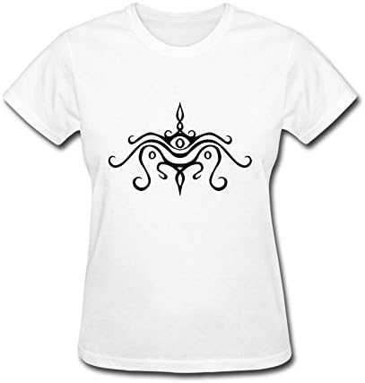 WAWPU Women's Vintage Tribal Tattoo Graphic Printed Short Sleeve T Shirt sizekey White