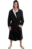 Del Rossa Men's Cotton Sweatshirt Style Hooded Bathrobe Robe