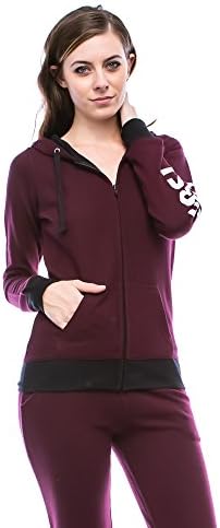 Rosio [C6307PBX-Burgundy] Women's Textured Zip-Up Hoodie Jackets (X-Large)
