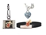 Miami Heat Heart Bracelet/Rubber Slider Bracelet/Cell Phone Charm Package