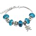Pisces Murano Style Glass Beads and Charm Bracelet, 7+1.5" Extender