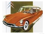 1950's Citroen ID 19 Car Stretched Canvas Poster Print, 12x16