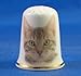 Porcelain China Thimble -- Silver Tabby Cat