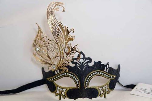 Laser Cut Venetian Royal Swan Princess Inspired Masquerade Mask - Intricately Decorated and Detailed - Gold and Black