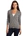 Christopher Fischer 100% Cashmere Women's Long Sleeve Solid V-Neck Cardigan With Gold Buttons, Mid Grey Heather, Small