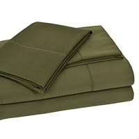 Elite Home Andiamo Solid Collection Single Ply 500-Thread Count 100-Percent Egyptian Cotton 4-Piece King Sheet Set, Olive
