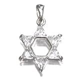 Sterling Silver White CZ Open Center Star Of David Pendant