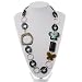 Olive & Teal Butterfly Link Leather Style Necklace (Silver Tone)
