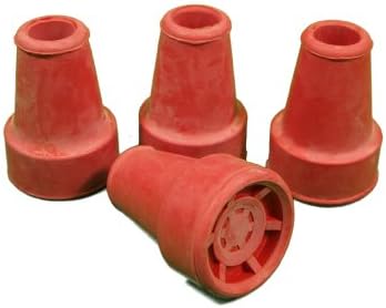 4 Red Ferrule/Suction Cap 16mm with Steel Reinforcement for Kowsky Crutches