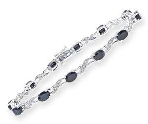 Ladies' Diamond and Sapphire Bracelet, 9ct White Gold, Prong Setting 0.15 Carat Diamond Weight, Model PBC2698